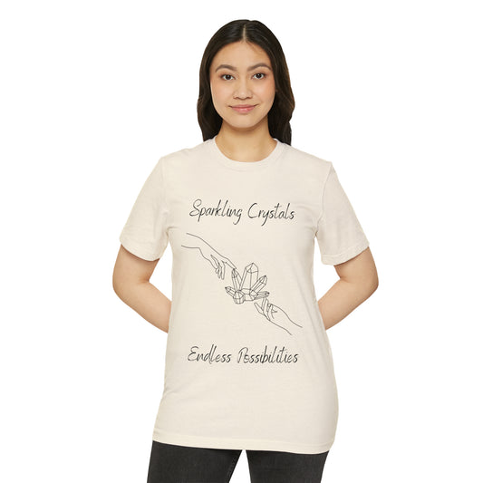 Sparkling Crystals, Endless Possibilities Unisex Recycled Organic T-Shirt