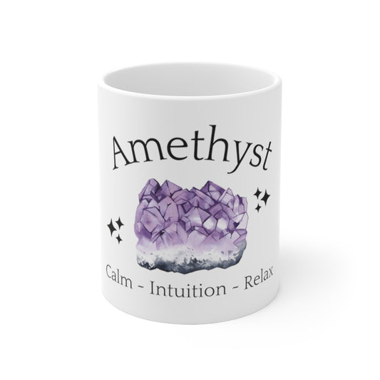 Amethyst Crystal Themed Ceramic Mug 11oz